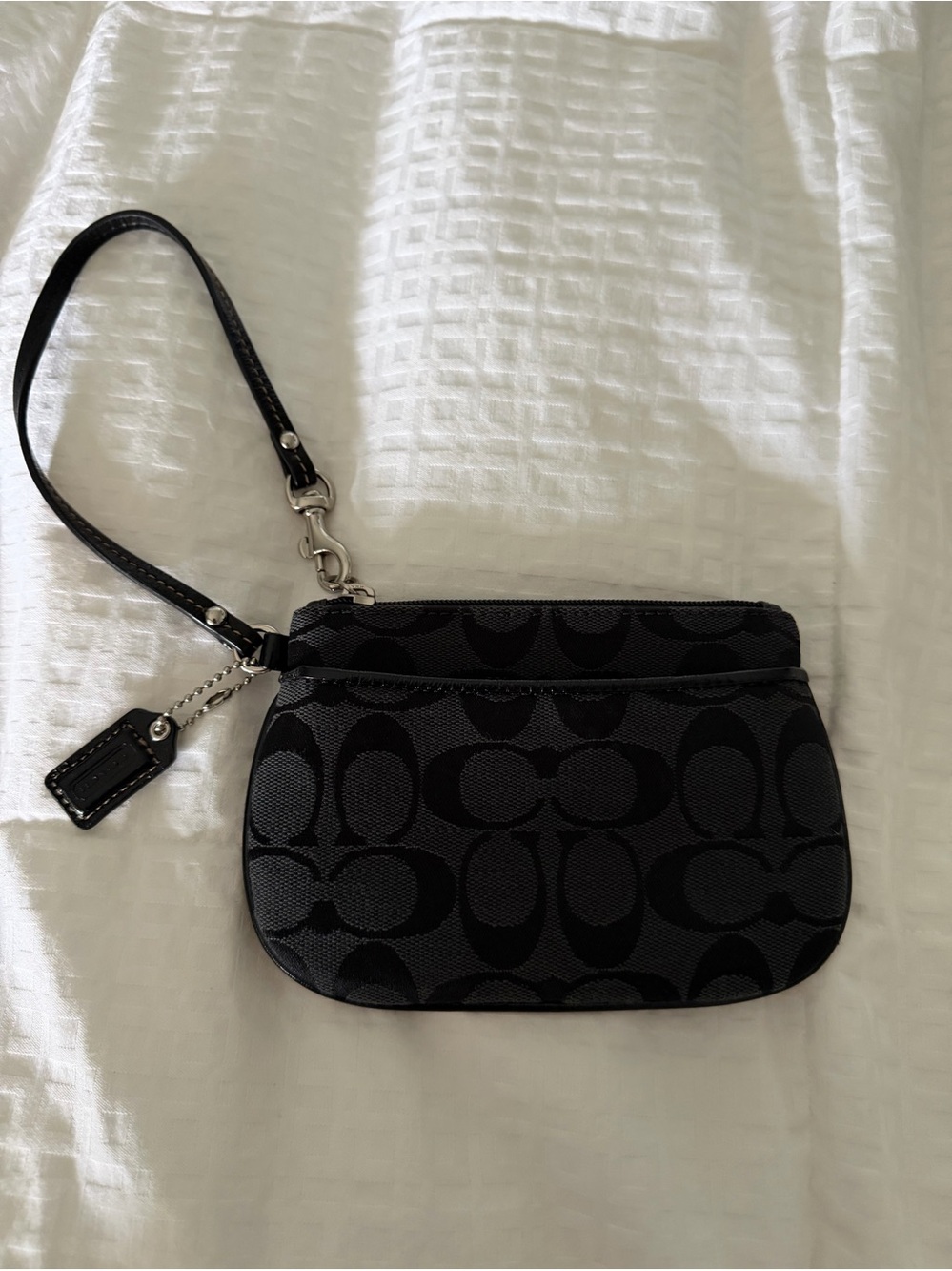Coach Black Signature C Logo Wristlet